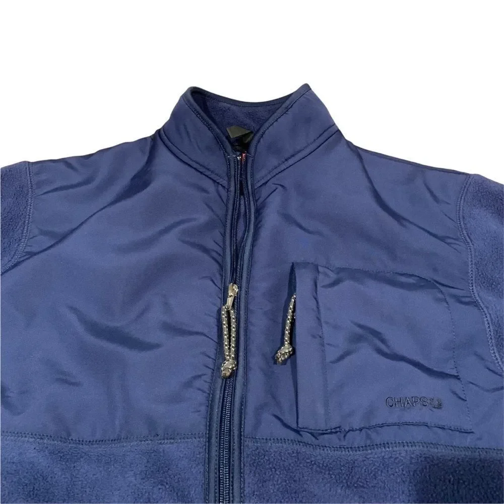 Chaps Men’s Blue Zip Front Fleece Jacket Size Medium - Picture 3 of 5